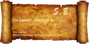 Svimmer Barbara névjegykártya